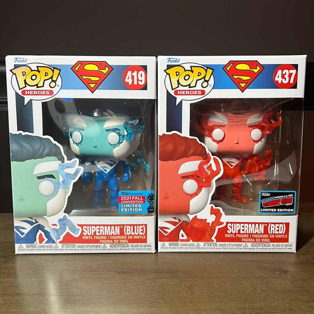 Funko POP! Pair of Superman (RED) and (BLUE)